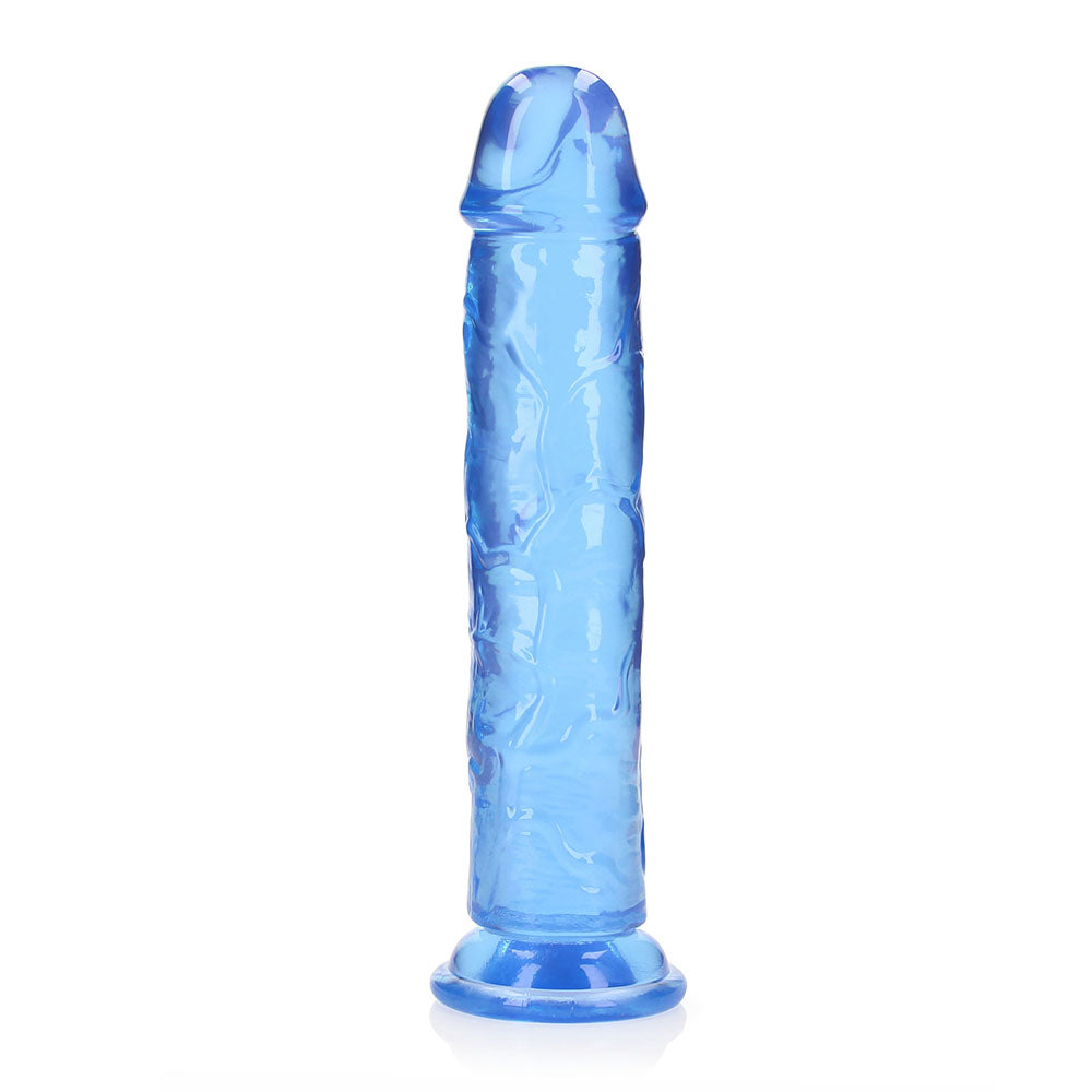 RealRock Crystal Clear Straight 10 inches Dildo Without Balls Blue