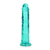 RealRock Crystal Clear Straight 7 inches Dildo Without Balls Turquoise