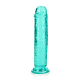 RealRock Crystal Clear Straight 7 inches Dildo Without Balls Turquoise