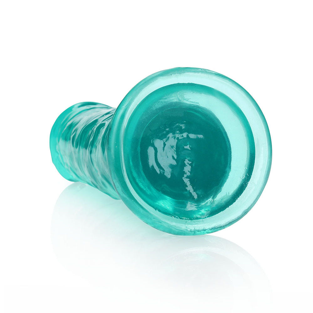 RealRock Crystal Clear Straight 9 inches Dildo Without Balls Turquoise