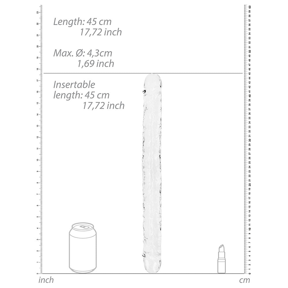 RealRock Crystal Clear Double Dong 18 inches Dual-Ended Dildo Clear