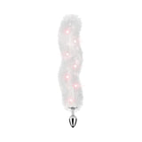 Foxy Tail Light Up Faux Fur Butt Plug With Multicolored Light Pattern White