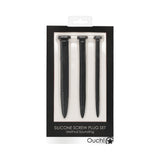 Ouch! Urethral Sounding Silicone Screw Plug Set Black 9 mm / 13 mm / 16.5 mm