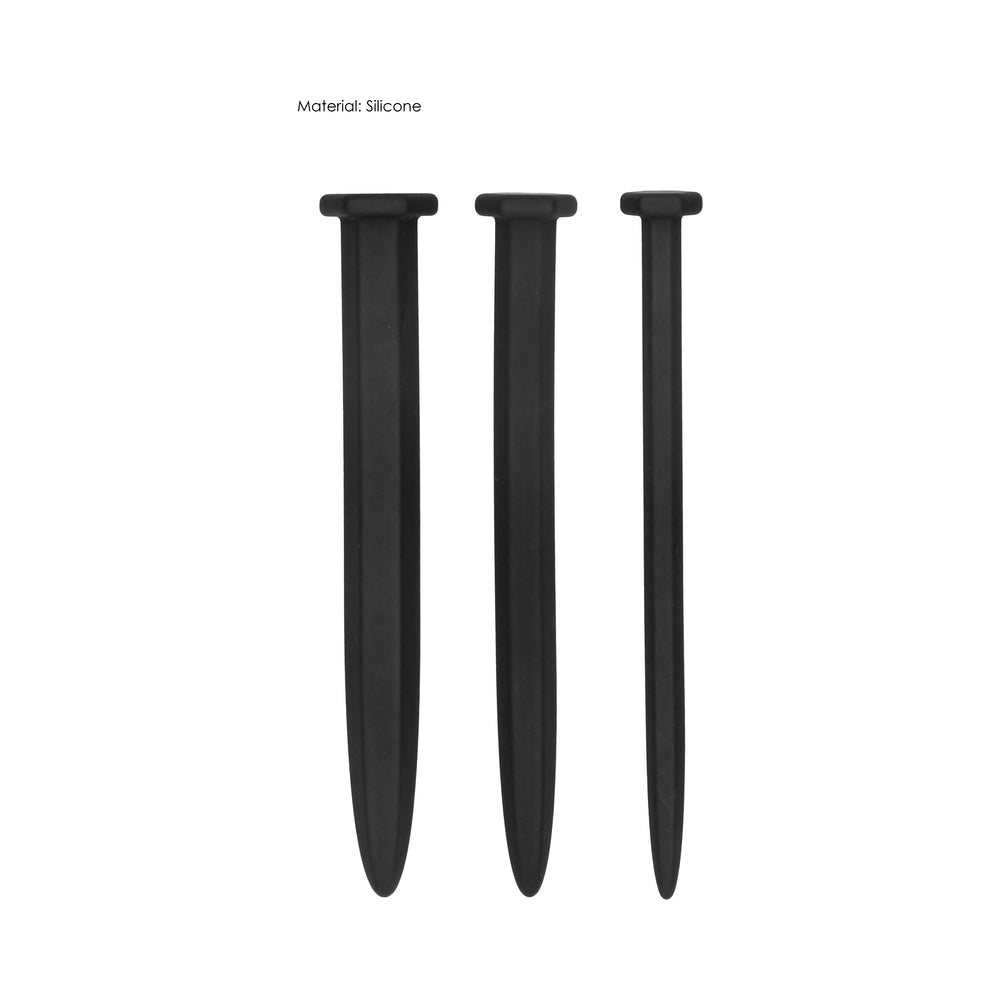 Ouch! Urethral Sounding Silicone Screw Plug Set Black 9 mm / 13 mm / 16.5 mm