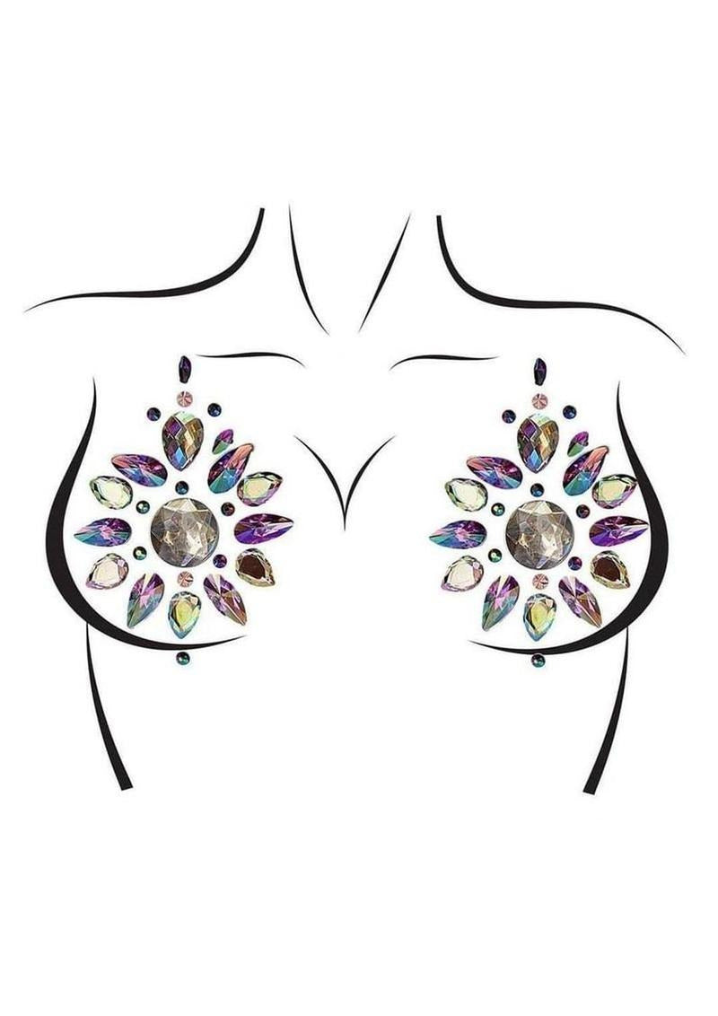 Leg Avenue Cressida Nipple Jewels Stickers 2 Packets with sparkling jewel accents on skin.