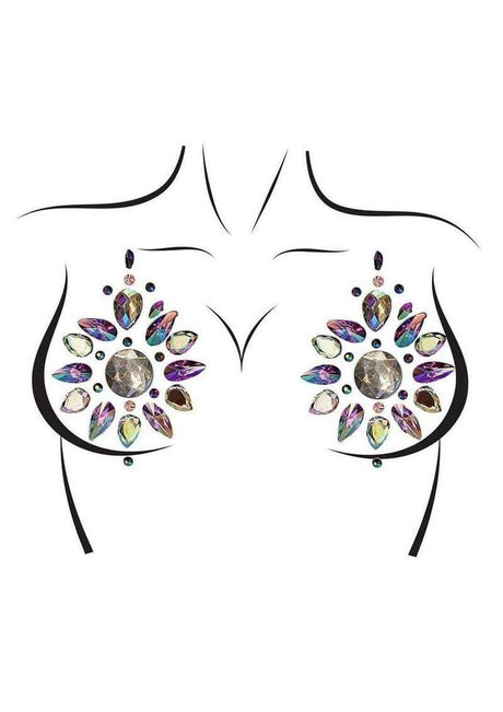 Leg Avenue Cressida Nipple Jewels Stickers 2 Packets with sparkling jewel accents on skin.