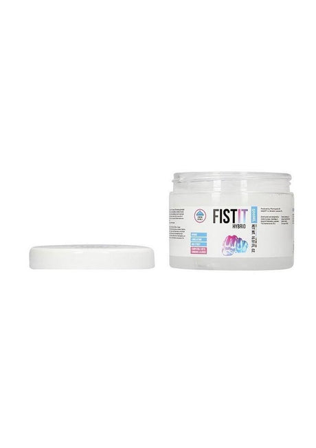 Fist It Hybrid Glide Lubricant 500 ml jar with lid, showcasing its unique hybrid formula.