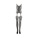 Shots Le Desir Fishnet & Lace Gartered Bodystocking Black O/S