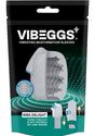 VIBEGGS Vibrating Masturbation Sleeves Ribs Delight packaging showcasing super stretchy and soft material with unique textured design.