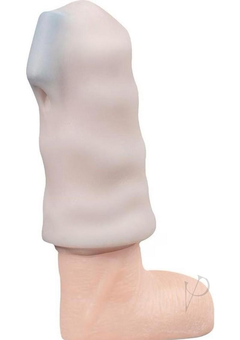 VIBEGGS Vibrating Masturbation Sleeves Twisty Tongues side view showcasing its soft ridges and unique design.