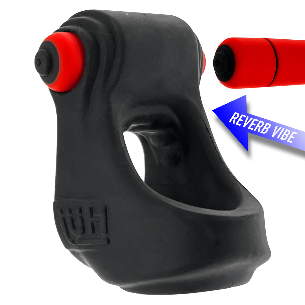 Oxballs Revsling Cock and Ball Sling Tar Ice Red Vibe showing innovative design with top-mounted REVERB vibe.
