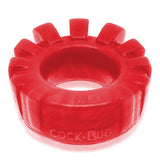 Oxballs Cock-Lug Lugged Silicone Cock Ring Red, featuring plush, stretchy design with lugs for comfort and support.