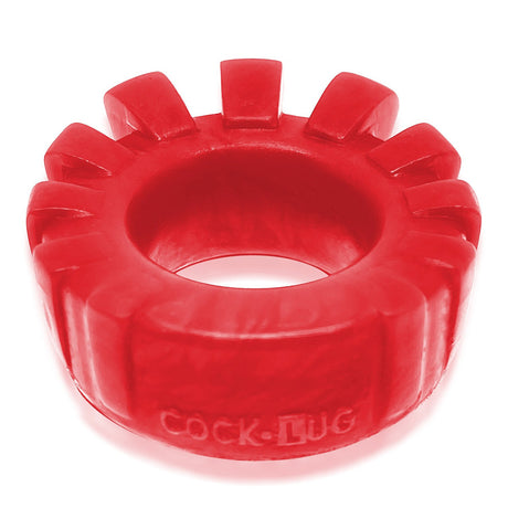 Oxballs Cock-Lug Lugged Silicone Cock Ring Red, featuring plush, stretchy design with lugs for comfort and support.