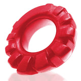 Oxballs Cock-Lug Lugged Silicone Cock Ring Red showing its plush, stretchy design and unique lugged texture.