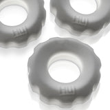 Oxballs Super Huj 3-Pack Cock Rings White Ice featuring three stretchy, comfortable rings for enhanced performance.