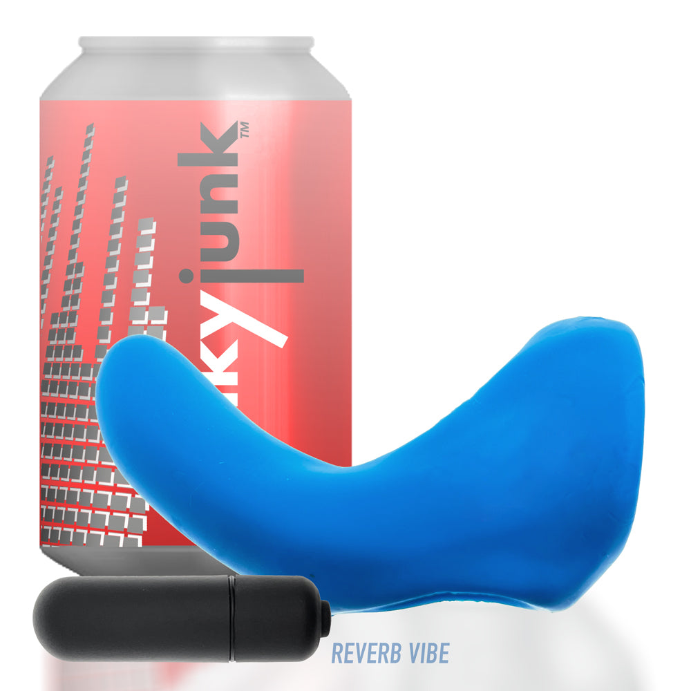 Oxballs Buzzfuck Sling With Taint Vibe Teal Ice next to a can featuring a Reverb vibe for added stimulation.