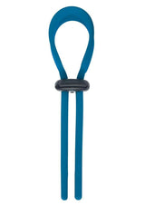 Levelz Wide Adjustable Silicone Lasso Cock Ring 5mm Teal displayed from the front on a white background.