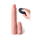 Fantasy X-tensions Elite 9 inches Silicone Mega Extension Sleeve 3 inches Vibrating Beige
