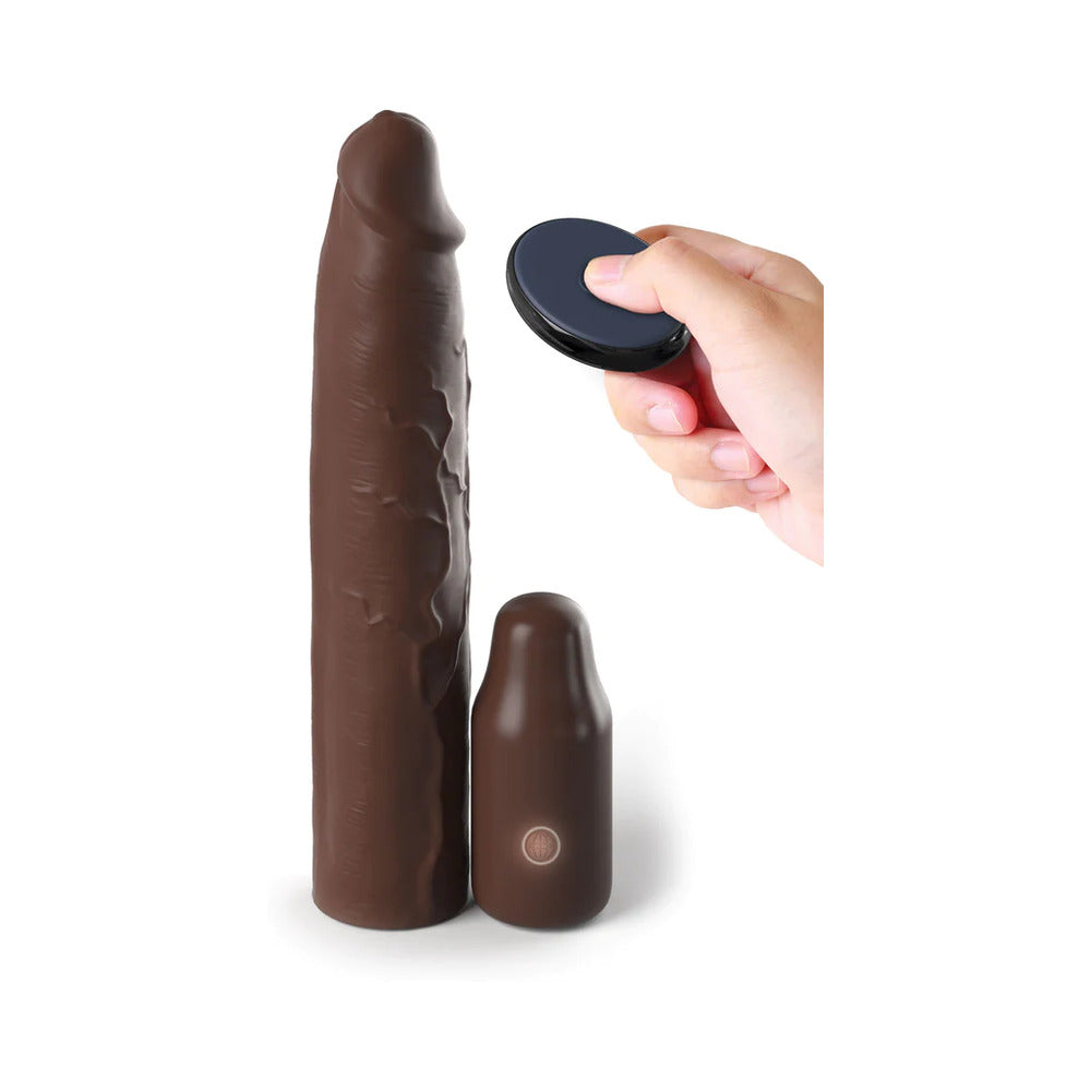 Fantasy X-tensions Elite 9 inches Silicone Mega Extension Sleeve 3 in. Vibrating Brown