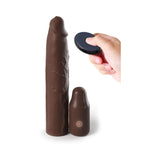 Fantasy X-tensions Elite 9 inches Silicone Mega Extension Sleeve 3 in. Vibrating Brown