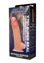 Blueline Super Real Penis Extension Sleeve 7.75 Inch Vanilla with textured surface and ball constriction loop.