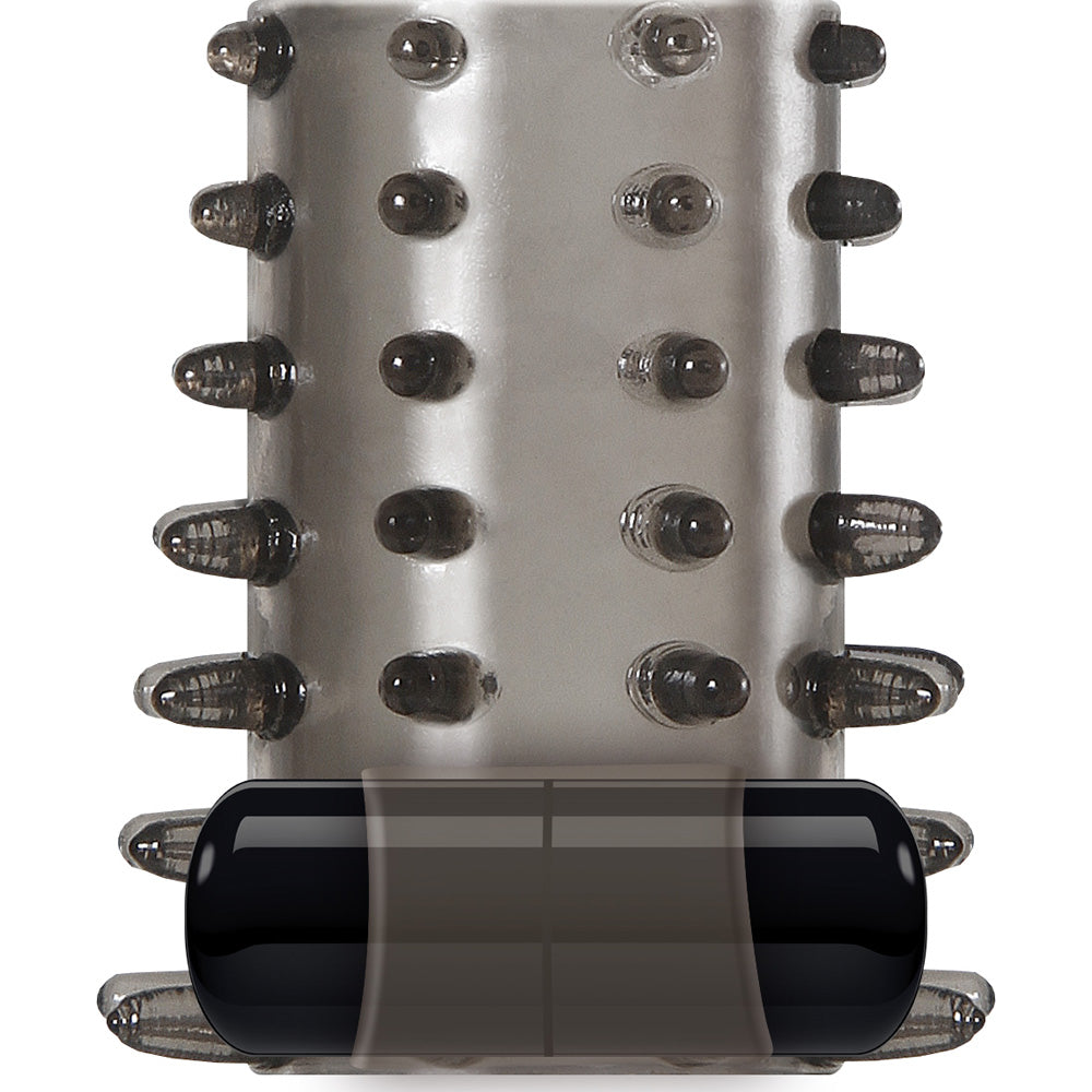 Our Pleasure One Night Stand Vibrating Cock Ring with textured sleeve and removable vibrating bullet.