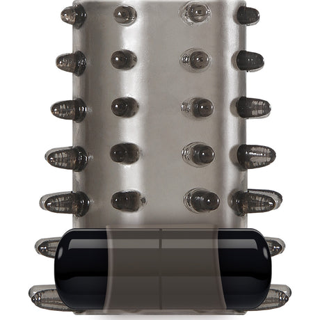 Our Pleasure One Night Stand Vibrating Cock Ring with textured sleeve and removable vibrating bullet.