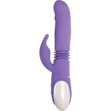 Evolved Thick & Thrust Bunny Purple Rabbit Vibrator showcasing its dual-action design and curved shaft for enhanced pleasure.