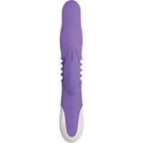 Evolved Thick & Thrust Bunny Purple Rabbit Vibrator with smooth shaft and clitoral stimulator for dual pleasure.