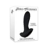 Zero Tolerance The Gentleman Prostate Massager Black packaging featuring 10 powerful speeds and functions.