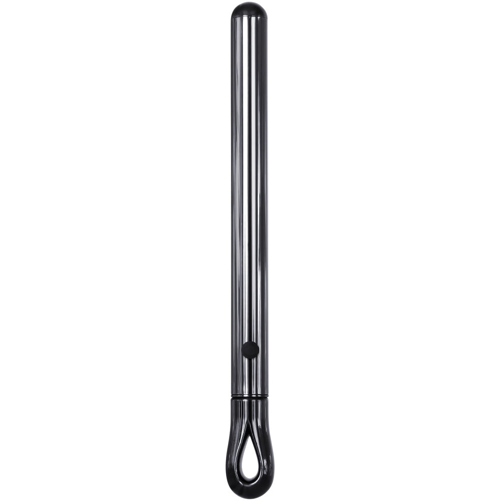 Evolved Pen Pal Stainless Steel Vibrator Black Chrome in sleek design for discreet pleasure on the go.