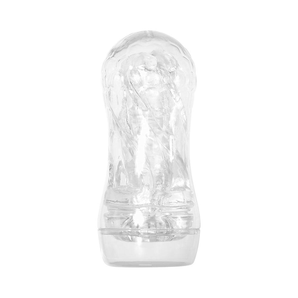Zero Tolerance Swirl Stroker Clear featuring a transparent design with textured interior for enhanced pleasure.