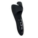 Gender X The Embrace Vibrating Cradle Black with control buttons and sleek design for unique stimulation.