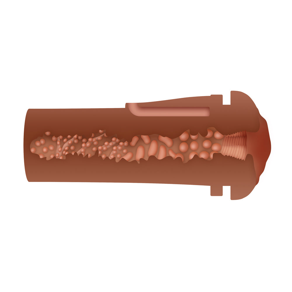Zero Tolerance Pop On The Go Dark Vagina Stroker textured inner channel designed for authentic pleasure.