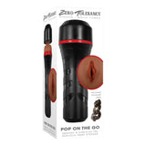 Zero Tolerance Pop On The Go Dark Vagina Stroker in a sleek, discreet canister with lifelike entry.