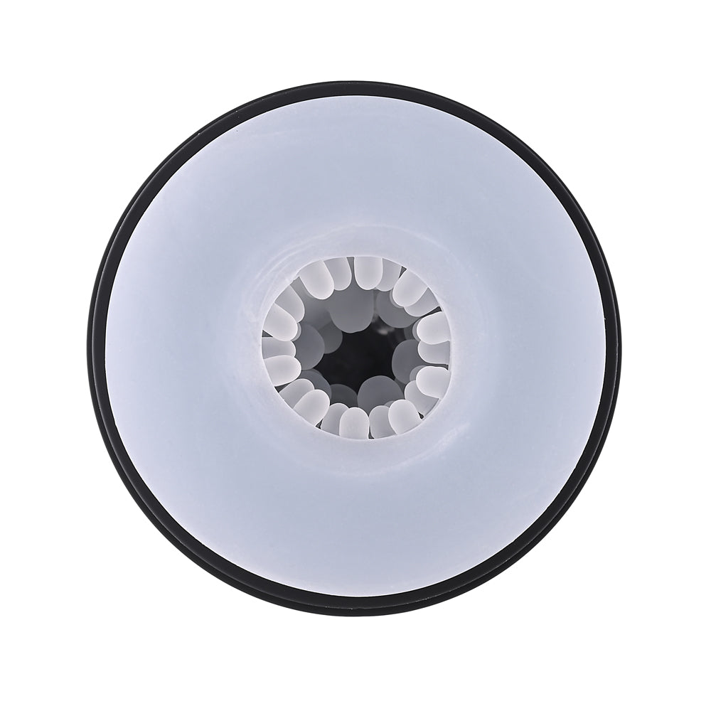 Playboy Pleasure Pursuit Of Pleasure Vibrating Stroker showing the textured inner channel for enhanced stimulation.