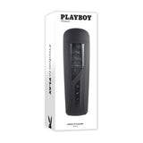 Playboy Pleasure Pursuit Of Pleasure Vibrating Stroker packaged in sleek black design with voyeur window and controls.