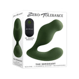 Zero Tolerance The Sergeant Remote Prostate Vibrator packaging featuring a 30' remote and description of powerful motors.