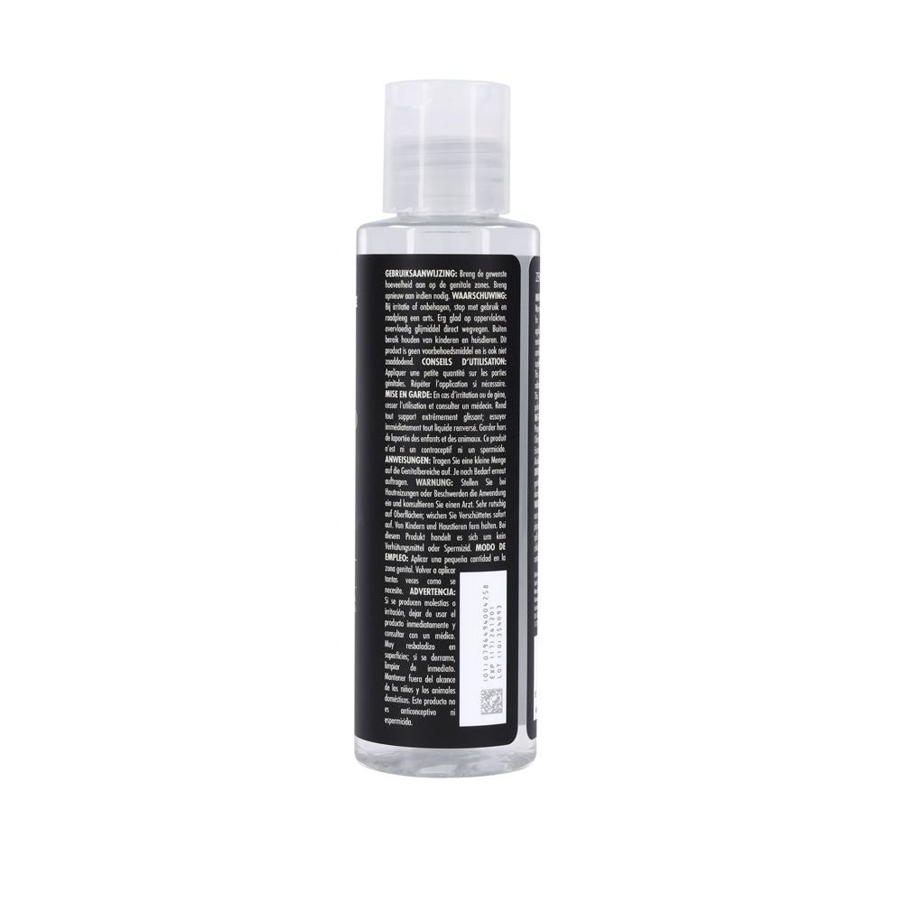 Drenched Warmth 4 Oz Water Based Lubricant bottle back label showcasing ingredients and usage information.