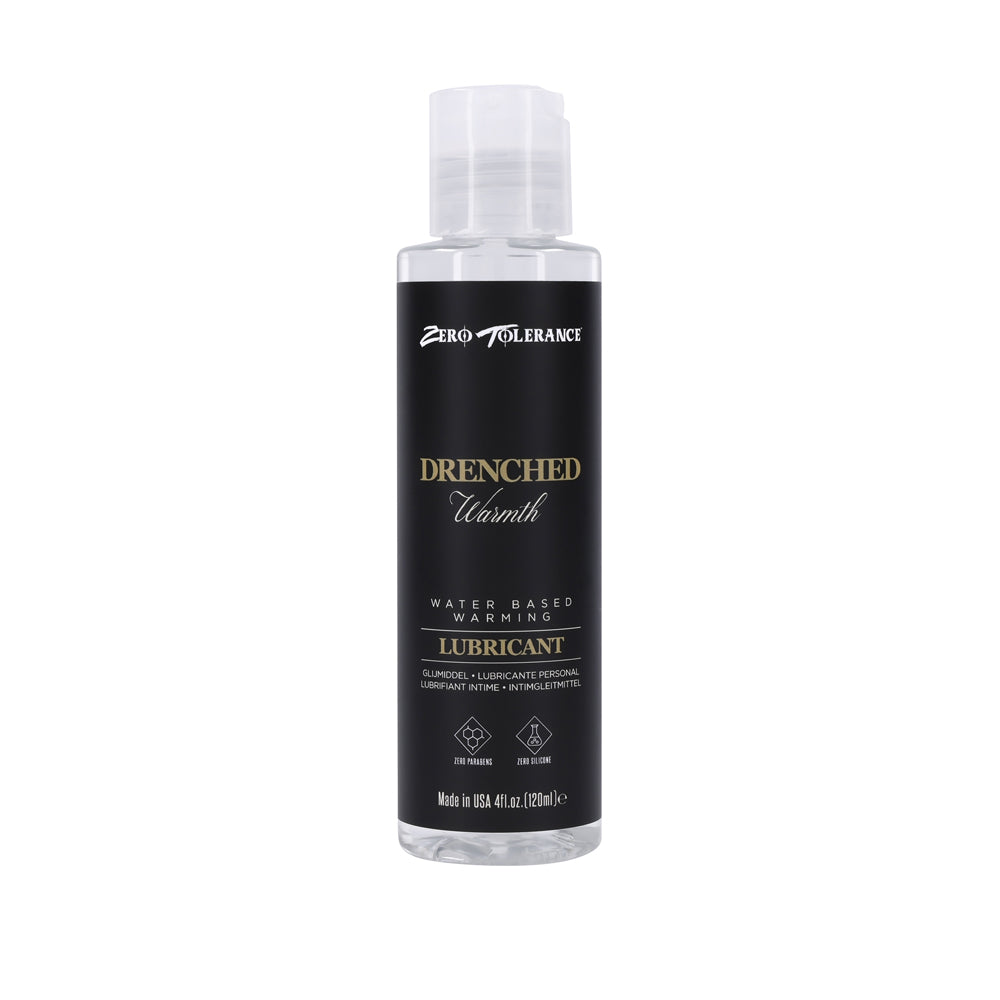 Drenched Warmth 4 Oz Water Based Lubricant bottle with warming effect for intimate comfort.