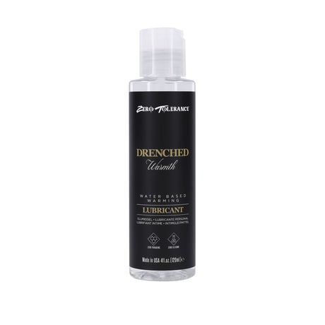 Drenched Warmth 4 Oz Water Based Lubricant bottle with warming effect for intimate comfort.