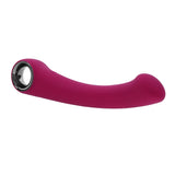 Pleasure Curve Silicone G-Spot Vibrator Red showcasing its unique design and flexible shaft for precise internal play.
