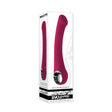 Pleasure Curve Silicone G-Spot Vibrator Red in stylish packaging showcasing its unique shape and features.