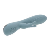 Boss Bunny Silicone Rabbit Vibrator Blue in a sleek design with textures and controls for dual stimulation.