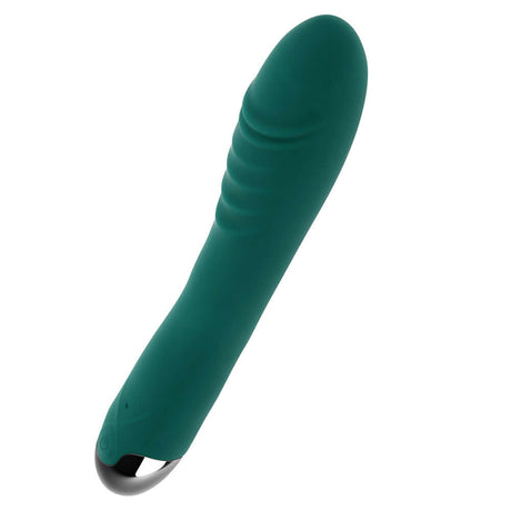 Gender X Pirouette Silicone Twirling Vibrator Green in textured green silicone with a tapered tip and shiny base.