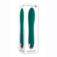 Gender X Pirouette Silicone Twirling Vibrator Green in packaging, featuring soft silicone texture and sleek design.