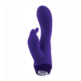 Selopa Plum Job Silicone Rabbit Vibrator Purple in a compact design with dual-action for internal and external pleasure.