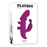 Playboy Pleasure Lend A Hand Finger Vibrator in vibrant purple packaging, showcasing its unique design for intimate pleasure.