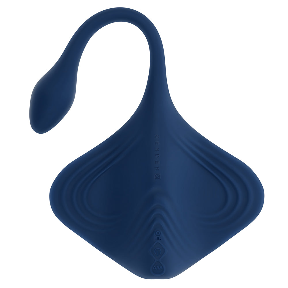 Gender X Daily Grind Silicone Vibrator Blue in a unique sting-ray shape with flexible wings for ultimate pleasure.