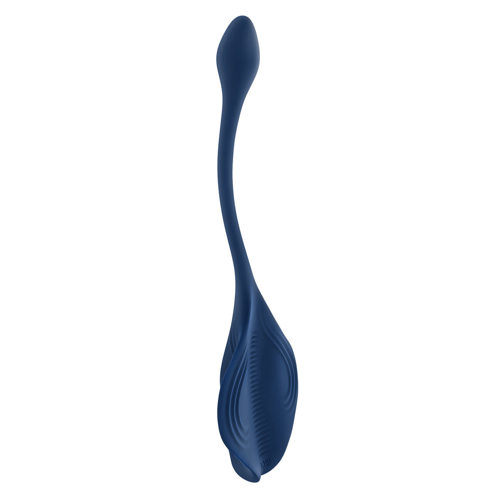 Gender X Daily Grind Silicone Vibrator Blue shaped like a sting-ray for dual stimulation and powerful vibrations.
